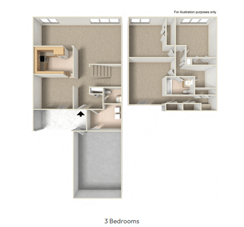 Floor plan for 3 beds, 1.5 baths, 1800 sqft